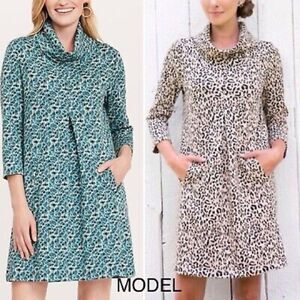 NWT Tyler Boe Sea Glass Jacquard Floral Kim Cowl Neck Dress Sz